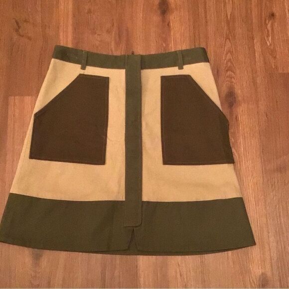 ANTHROPOLOGIE HOLDING HORSES COLOR BLOCK UTILITY MINI SKIRT - Picture 4 of 8
